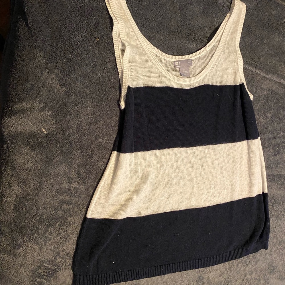 XL Black & White Striped Tank Top